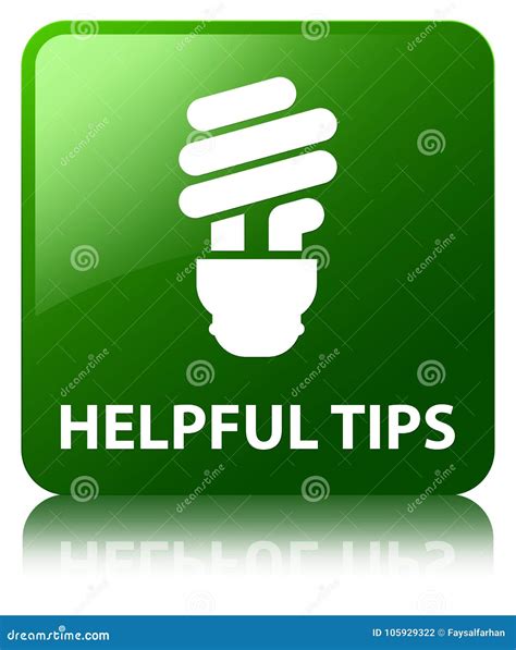 Helpful Tips Bulb Icon Green Square Button Stock Illustration