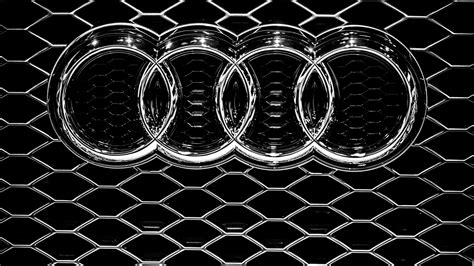 Audi Emblem On A Grille Metal Logo Wallpaper Wallpaper Download 5120x2880