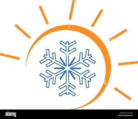 Sun And Snowflake Illustration Hot And Cool Logo Symbol Design
