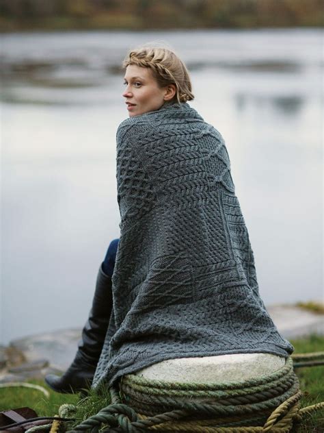 Knitted Throw With A Variety Of Traditional Aran Patterns Aran