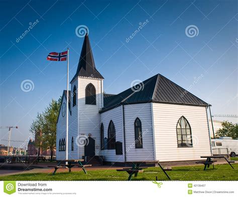 Norwegian Church Cardiff Stock Image Image Of Harbor