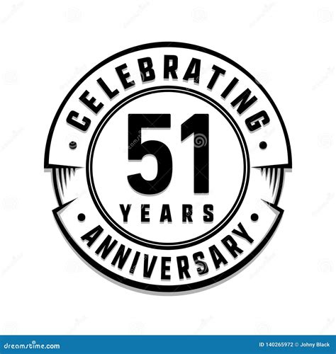 51 Years Anniversary Logo Template 51st Vector And Illustration Stock