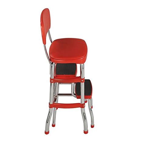 Cosco Vintag Retro Red Metal Counter Chair Step Stool Best Offer Home