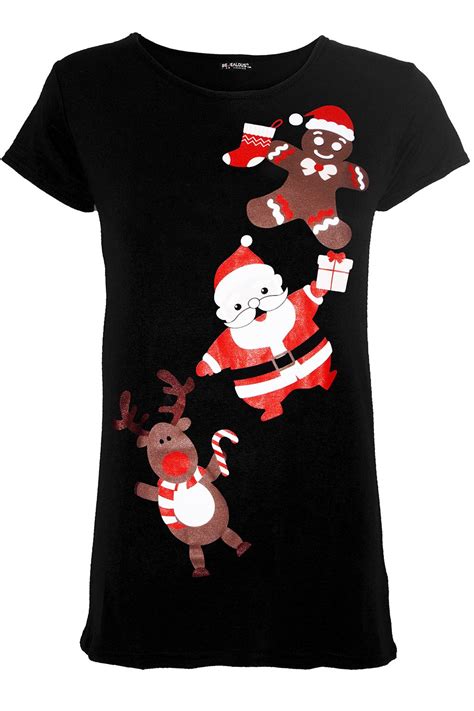 New Ladies Womens Snowman Christmas Printed Cap Sleeve Round Neck Xmas T Shirt Ebay