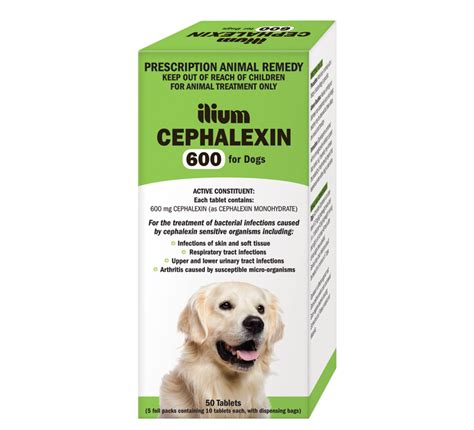 Cephalexin is an antibiotic used to treat many common bacterial infections in dogs and cats. ilium Cephalexin 600 (50 Tablets) - Troy Animal Healthcare