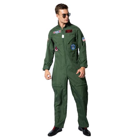 Top Gun Movie Cosplay American Airforce Uniform Halloween Costumes For Men Adult Army Green