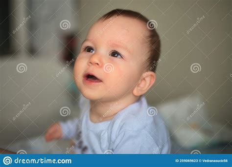 Portrait Of Adorable Little Baby Stock Image Image Of Comfortable