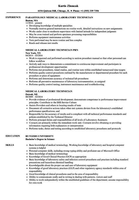 Experience involving patient contact, customer service in a medical setting, strong communication skills, both verbal and written. Resume For Lab Technician - Resume Sample