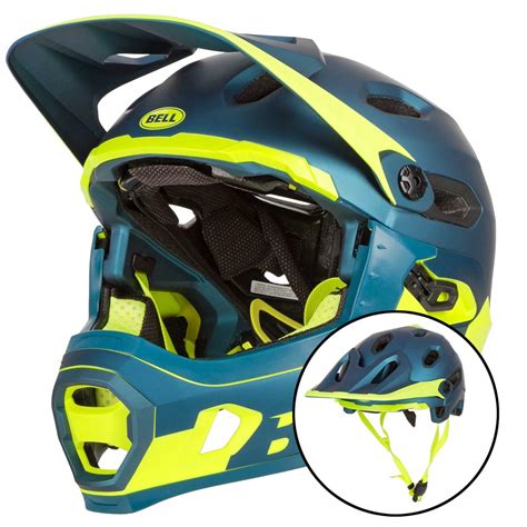 Bell Downhill Mtb Helmet Super Dh Spherical Matte Gloss Bluehi Viz