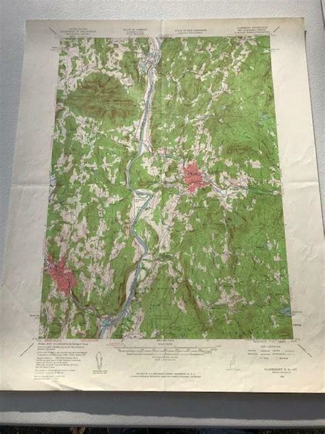 1957 Claremont New Hampshire Vermont Usgs Geological Survey Topographic