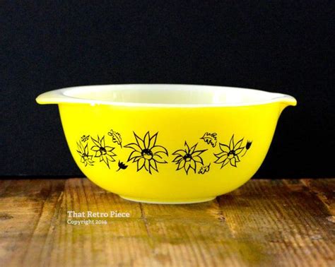 Reserved Ageecrown Pyrex Yellow Flannel Flowers Mixing Bowl