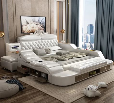 stock factory platform bed leather upholstery with functions multi functional storage tatami