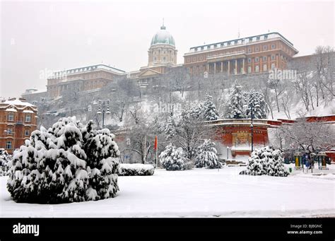 Budapest Castle In The Winter Snow Budapst Stock Photos Stock Photo