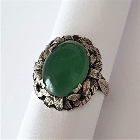 Grote Zilveren Ring Met Groene Steen 800 Silver Ring Catawiki