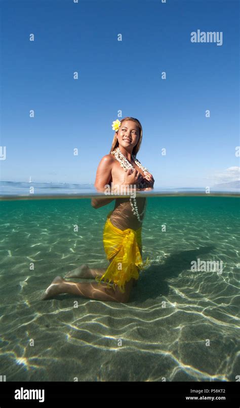 Over Under View Of Attractive Island Girl Lahaina Maui Hawaii Stock Photo Alamy