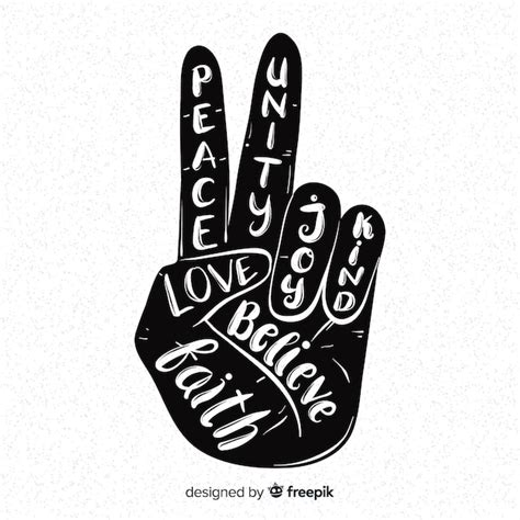 Hand Doing The Peace Sign With Hand Drawn Style Vector Free Download