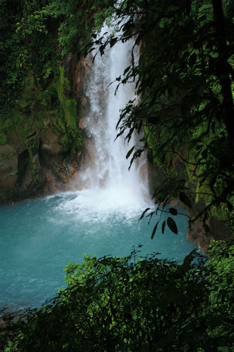 Waterfall At Rio Celeste Blue River Costa Rica Beautiful Waterfalls