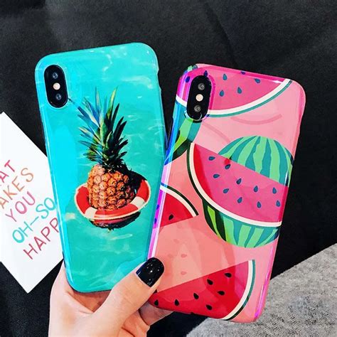 Fashion Blu Ray Cover Cute Fresh Fruit Phone Case For Iphone 6 6s 7 8 Plus X Pineapple Cherry