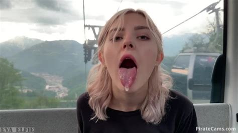 Teen Swallows Loads Of Cum On A Cable Car Public Blowjob Eva Elfie