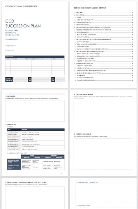 Executive Succession Planning Template