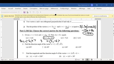 Vectors worksheet MCQ - YouTube