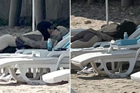 kourtney kardashian and travis barker kiss and cuddle on beach in santa barbara after