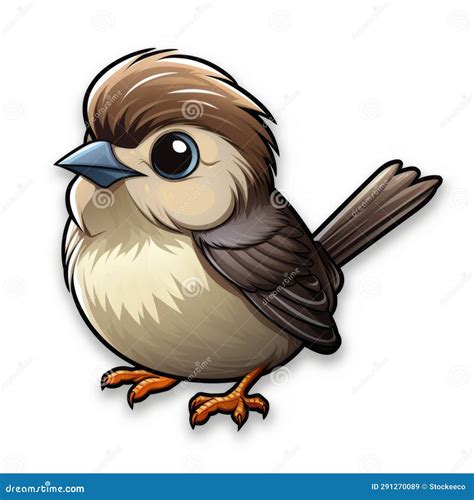Cute Cartoon Sparrow Sticker Miniaturecore Bird Art Stock