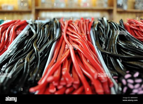 Strips Of Black And Red Liquorice On Display Stock Photo Alamy