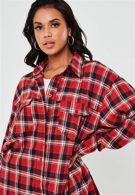 Red Oversized Plaid Shirt | Missguided