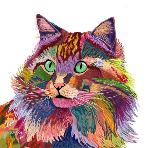 Cat Art Calico Cat Painting Pet Portrait Print Etsy Cat Art Cat