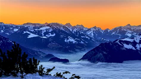 Snow Covered Mountains During Sunset Hd Nature Wallpapers
