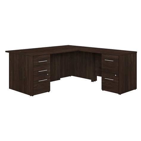 Office 500 72w L Shaped Desk With Drawers In Black Walnut