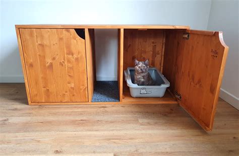 Double Litter Box Cabinet 2 In 1 Modern Cat Litter Furniture Etsy