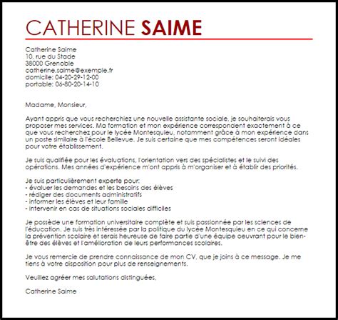 Exemple de Lettre de Motivation Assistante Sociale ...