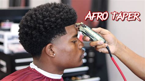 Barber Tutorial Afro Taper Curl Sponge With Side Part Youtube