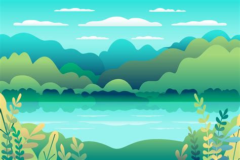 Hills Landscape In Flat Style Design Valley With Lake 268697