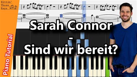 Sarah Connor Sind Wir Bereit Piano Tutorial German Youtube