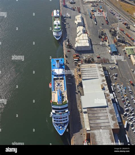 Aerial Photo Of Cruise Ships At Cape Town Cruise Terminal Stock Photo