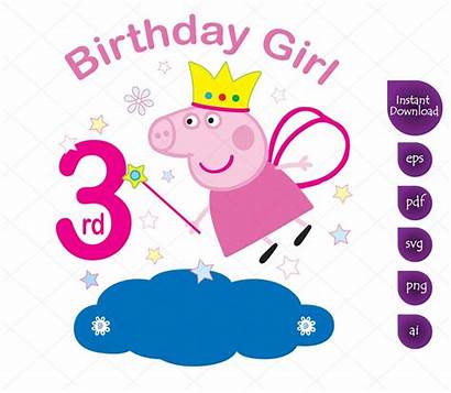 Peppa Pig Birthday 3rd Clipart Svg Printable