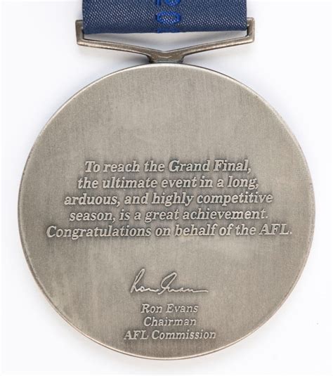 James Hirds Runners Up Medal From The 2001 Grand Final The Medal