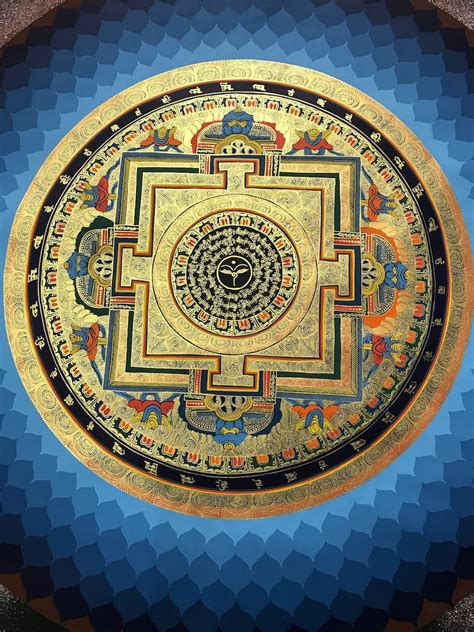 High Quality Blue Round Lotus Mandala Thangka Handpainted In Etsy