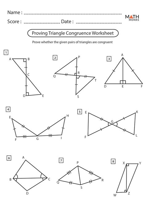 Practice 4 2 triangle congruence. Congruent Triangles Worksheets | Math Monks