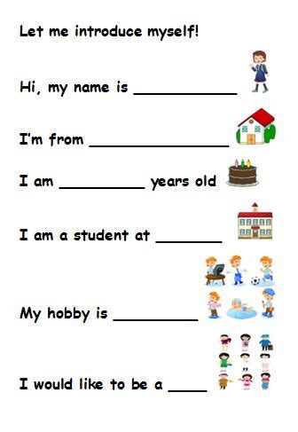 Self Introduction Worksheet Introduction Activities Learn English Images