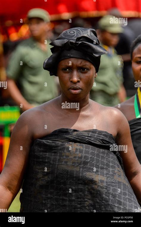 kumasi ghana jan 16 2017 unidentified ghanaian woman in black clothes at the memorial