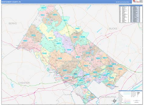 Montgomery County Pa Zip Code Maps Color Cast