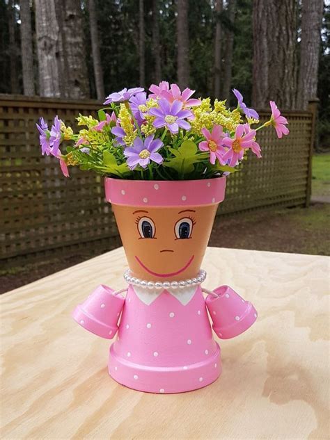 Little Miss Clay Pot People Terracotta Planter Декор детского сада