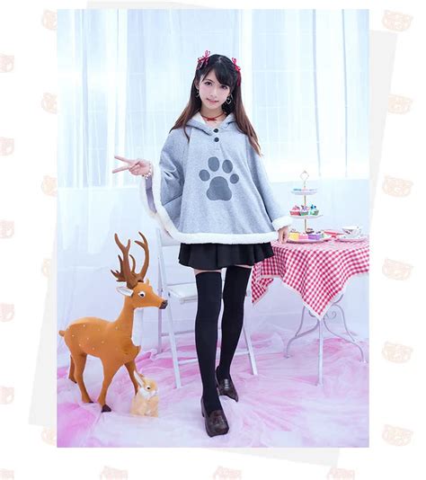 Neko Atsume Cute Cat Backyard Anime Kawaii Warm Cotton Cloak Sweater Coat New Ebay