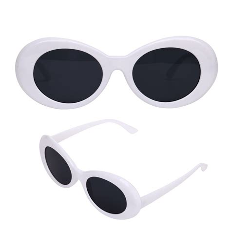 Clout Goggles Mod Oval White Sunglasses With Reinforced Metal Hinges