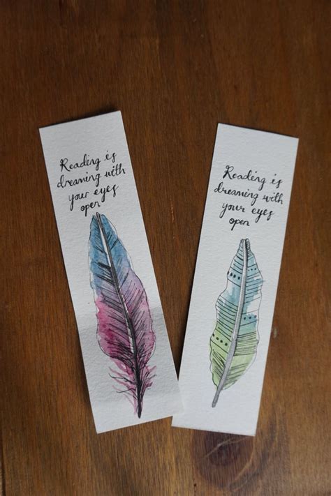 Custom Bookmark ~ Feather Watercolour Illustration ~ Bookmark T