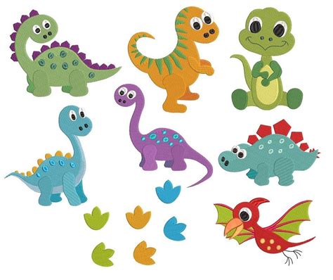 Dinosaur Embroidery Designs Mini Fill Stitch Dinosaurs Baby Etsy